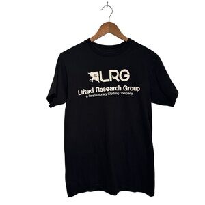 Lifted Research Group Men’s Medium Black Cotton LRG Logo Crew Neck T-Shirt